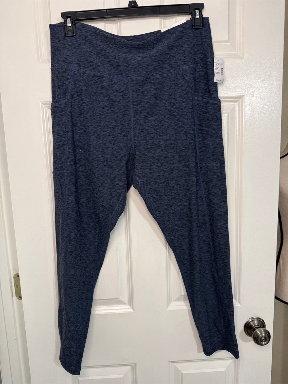 Maurices Luxe Navy Heathered Active Leggings with Side Pockets - XL Short